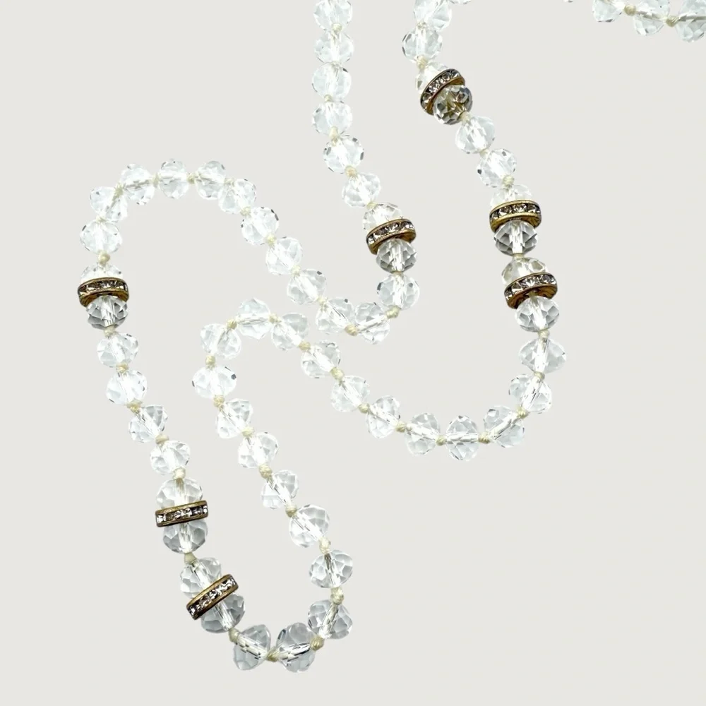 J. Crew Clear and Gold Beaded Necklace